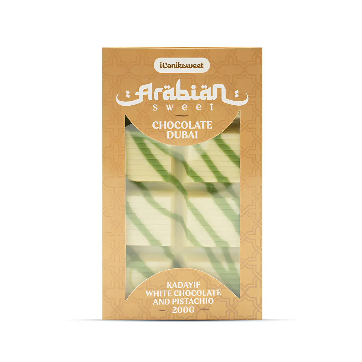 iConiksweet – Tablette de Chocolat Dubai - Kayadif Chocolat blanc & Pistache